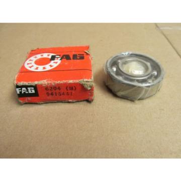 NIB FAG 6204 BEARING NO SHIELDS 6204M 20x47x14 mm