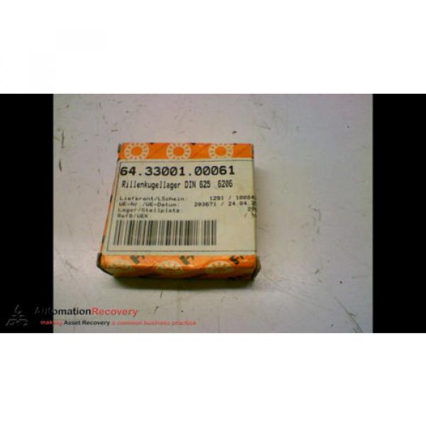 FAG 6206 DEEP GROOVE BALL BEARING OD 2 7/16 INCH ID 1 1/4 INCH, NEW #165005 #3 image