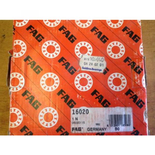 16020 FAG DEEP GROOVE BALL BEARING NEW BOXED #3 image